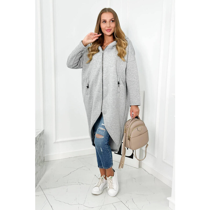 Fashionweek Dlhá asymetrická zateplená mikina s kapucňou K9313 50736591