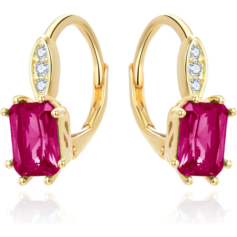 Beneto Strieborné náušnice s červeným kryštálom AGUC3350R-GOLD 66583743