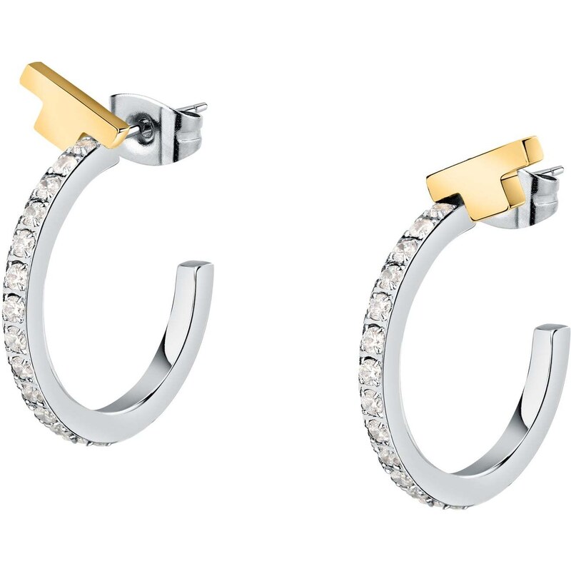 Trussardi Trblietavé bicolor náušnice z ocele T-Logo TJAXC32 66578652