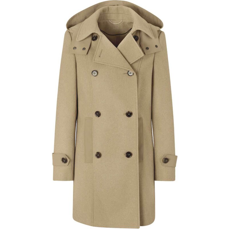 Linea Tesini Vlnený krátky kabát s kapucňou, béžový