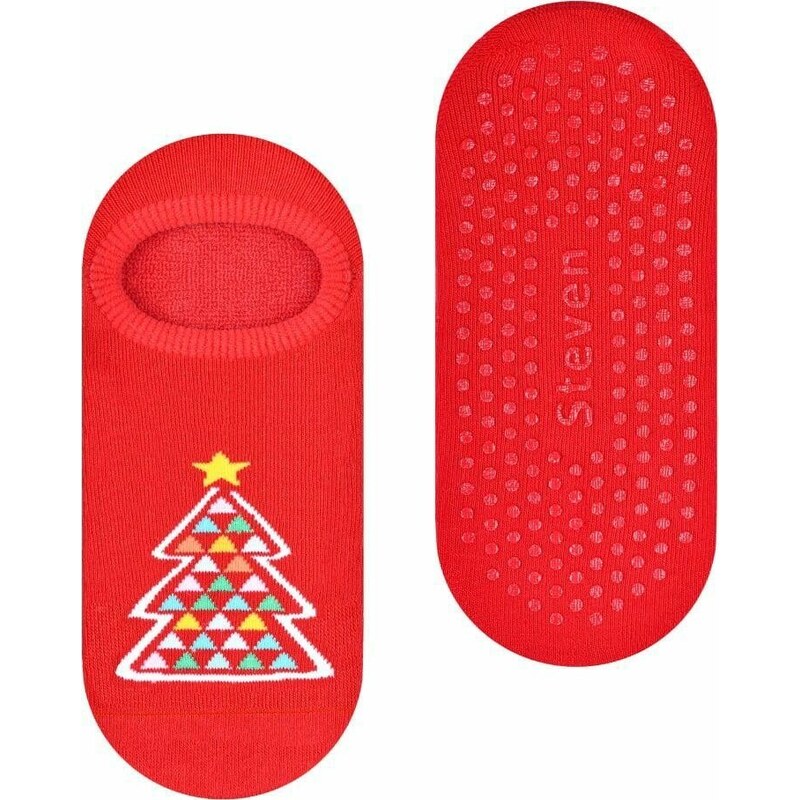 STEVEN Červené detské nízke ponožky so stromčekom Art.134 Art.134 47062208