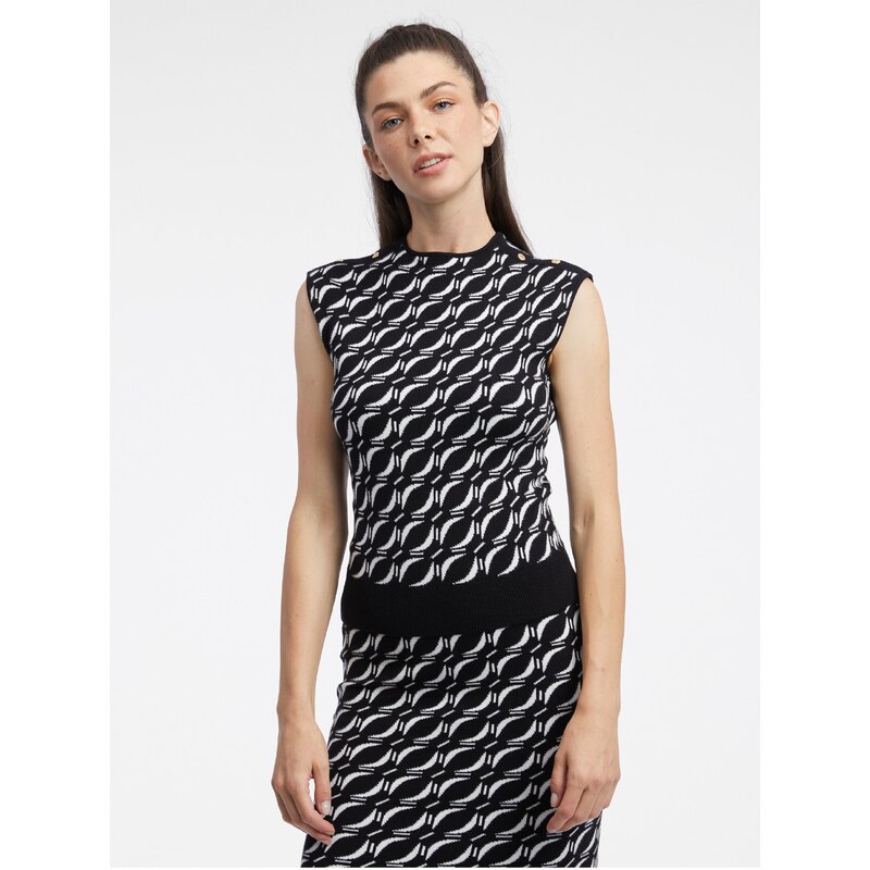 Bielo-čierny dámsky vzorovaný svetrový top ORSAY 50544532