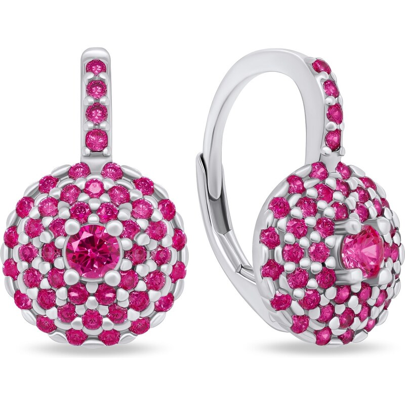 Brilio Silver Úchvatné strieborné náušnice s fuchsiovými zirkónmi 66579410