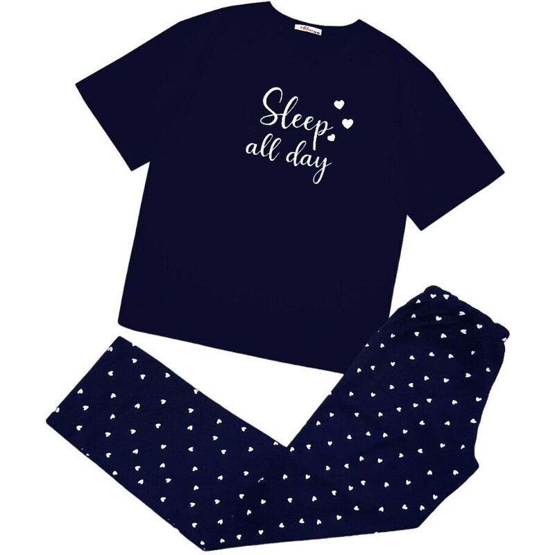 Dámske pyžamo 160/070 tm. modré srdce - Karol 49777411