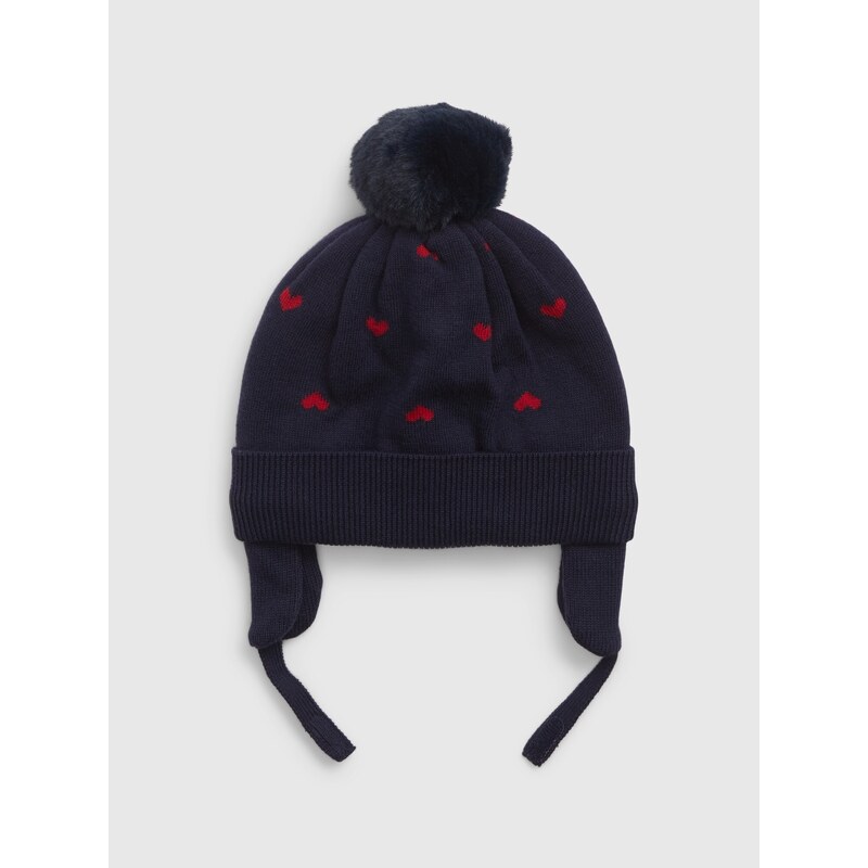 Tmavomodrá dievčenská zimná čiapka s brmbolcom GAP 50541410