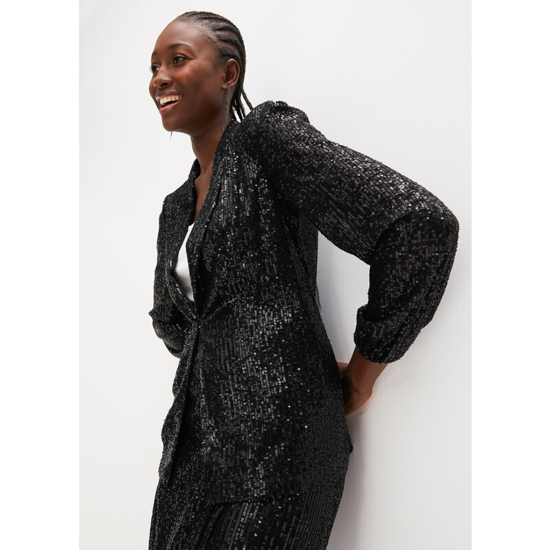 bonprix Blejzer s flitrami, farba čierna 47086610