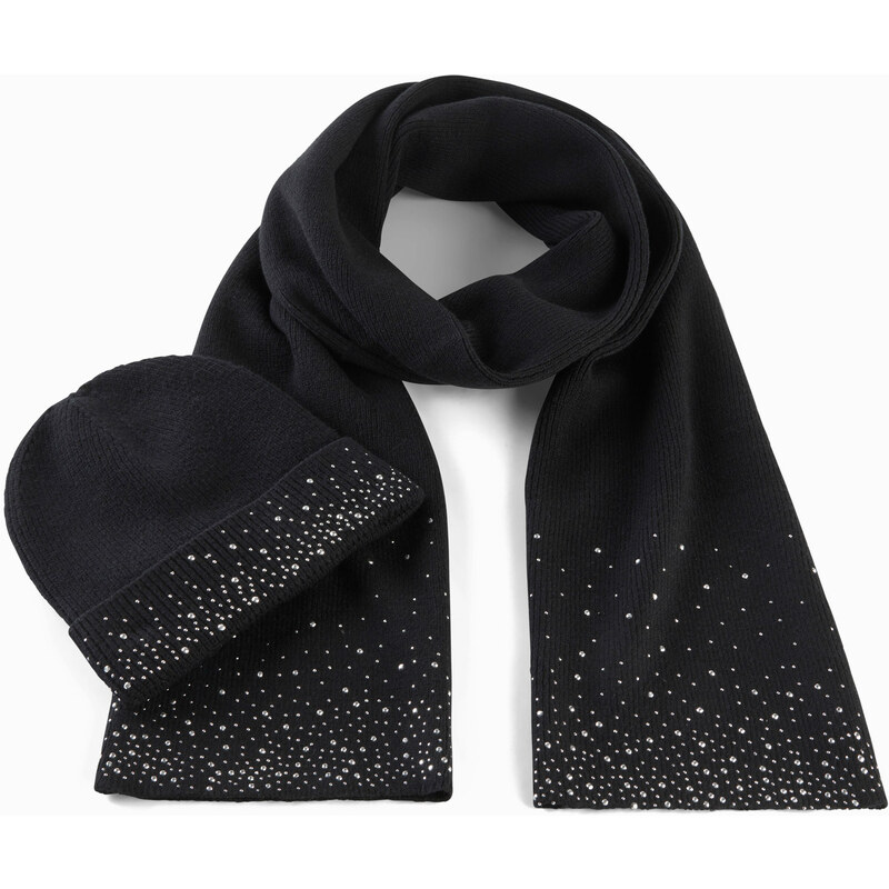 bonprix Šál a čiapka (2-dielna), farba čierna 47086804