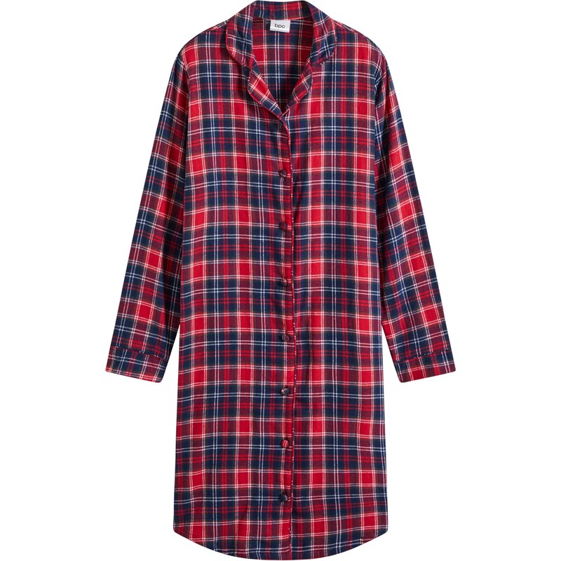 bonprix Nočná košeľa z flanelu s gombíkovou légou, farba modrá 47086338