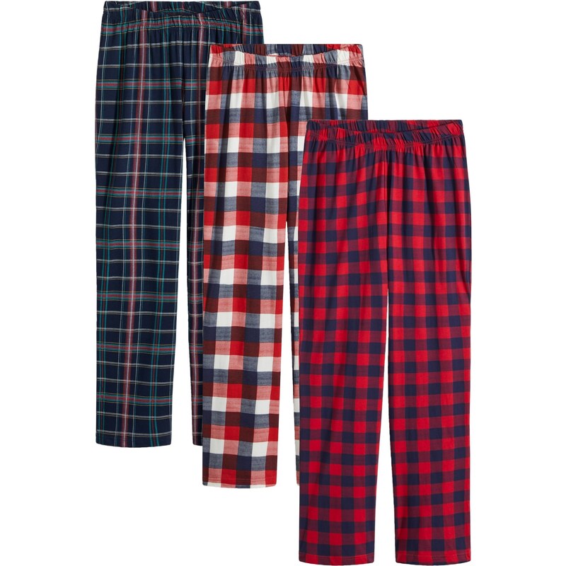 bonprix Pyžamové nohavice (3 ks) z čistej bavlny, farba modrá 47086458