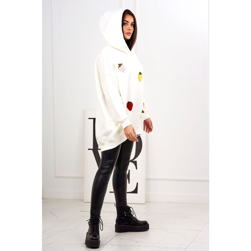 K-Fashion Zateplená mikina s jahodovým motívom ecru 49781548