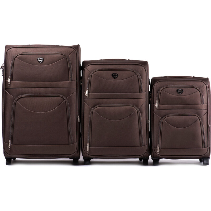 Hnedá sada 3 cestovných kufrov 6802(2), Sets of 3 suitcases Wings 2 58241926