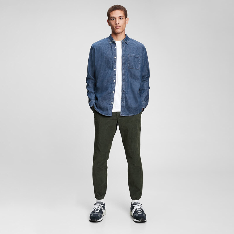 Košeľa GAP Ls 1 Pkt Denim Shirt Medium Indigo M 47104295