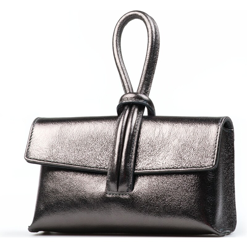 Blaire Kožená kabelka Valerie kovovo strieborná 64987871