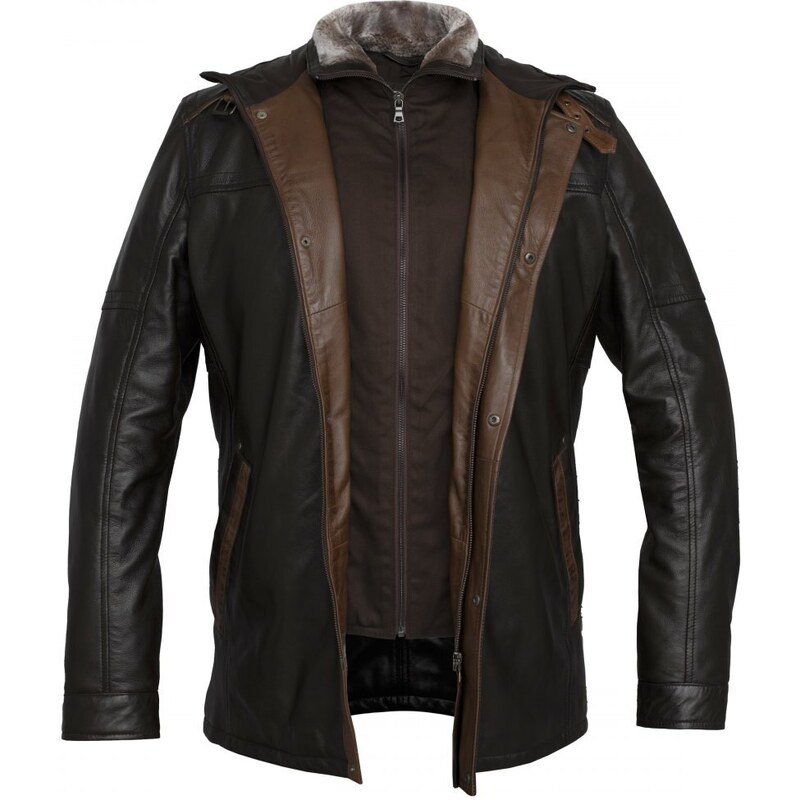 MAX Pánska kožená bunda 8062 hnedá 47458263