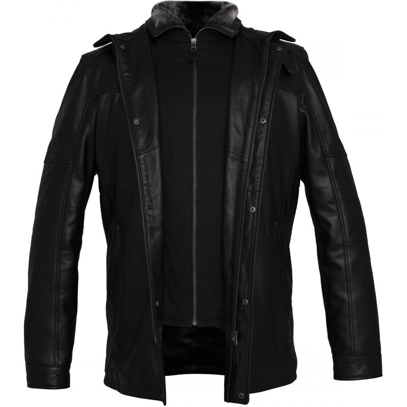MAX Pánska kožená bunda 8062 černá 49081071