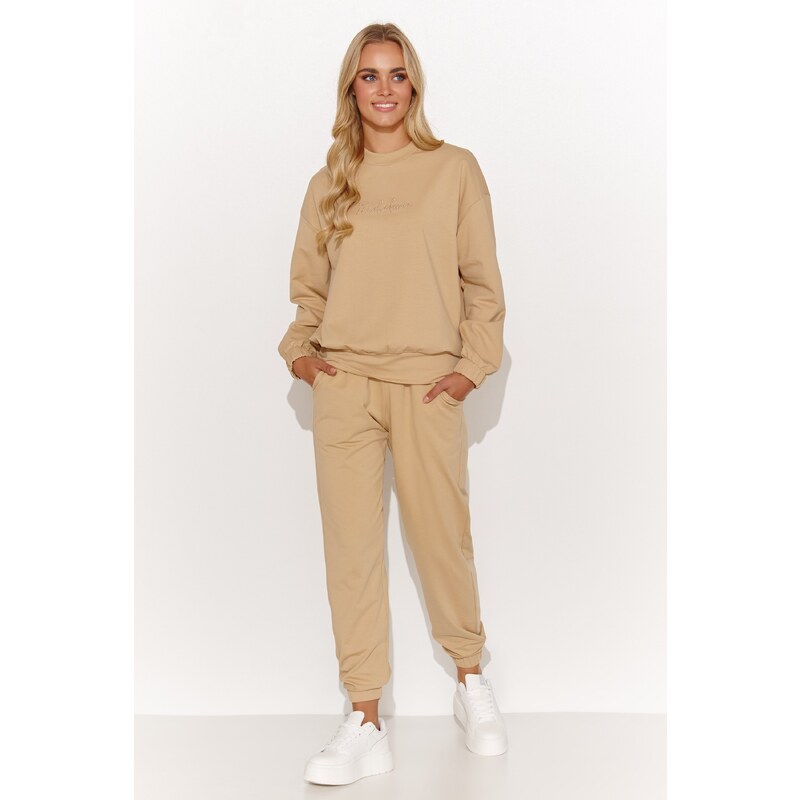 Makadamia Minimalistická dámska tepláková súprava M804 | piesková M804 47128888