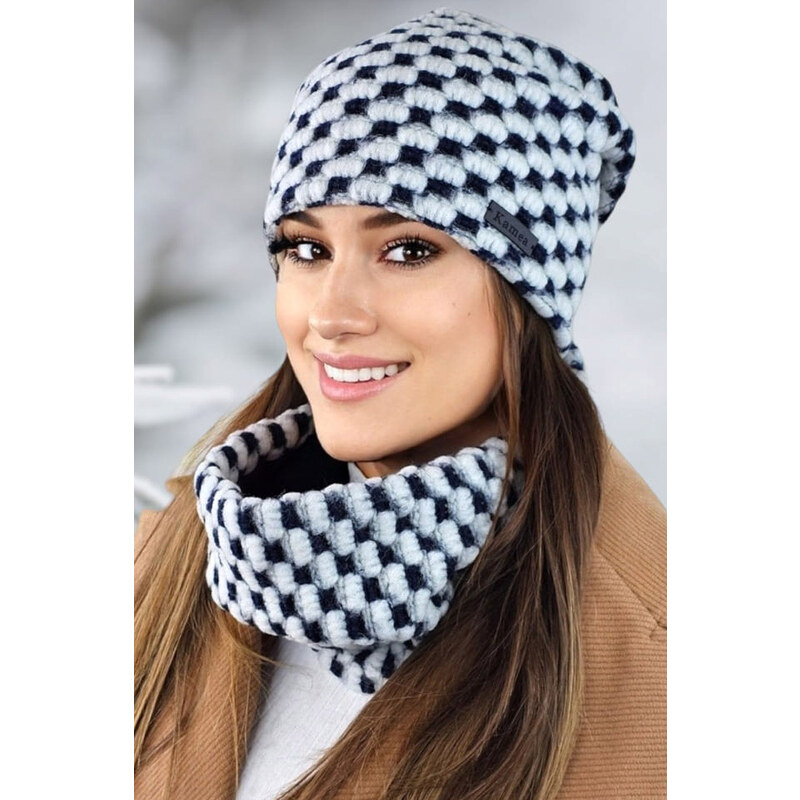 Kamea Smotanový dámsky set čiapka + nákrčník Boston, Farba smotanová 47147399