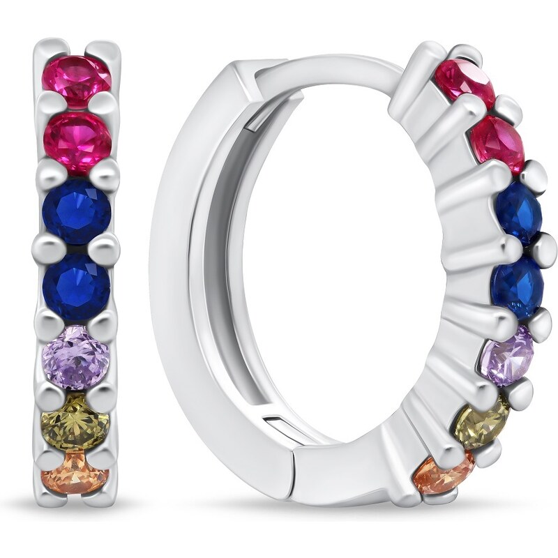 Brilio Silver Hravé strieborné kruhy s farebnými zirkónmi EA945WRBW 66579218