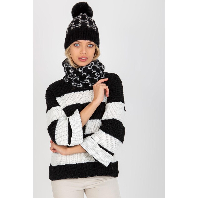 MladaModa Hrejivý dámsky komín model 33333 čierny+biely 47169102