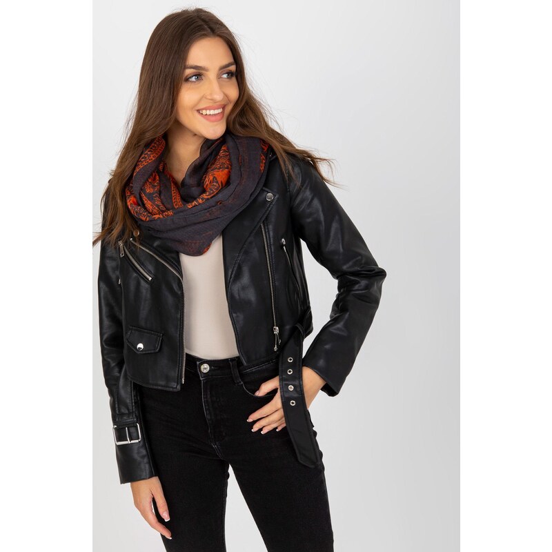 MladaModa Viskózová komínová šatka s potlačou model 35335 grafitová 47169147