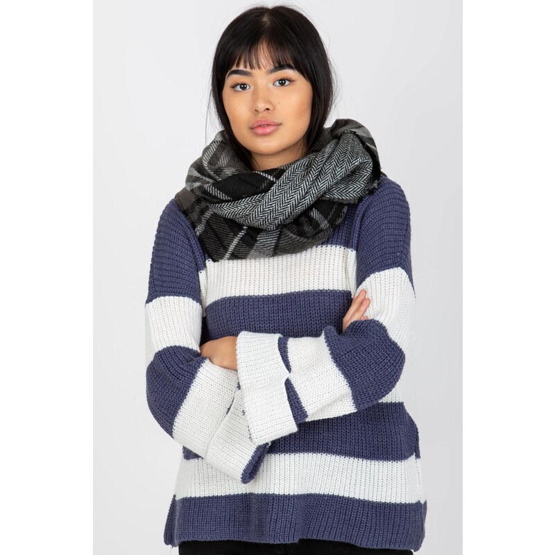 MladaModa Károvaný dámsky komín model 40220 čierny+biely 47169159