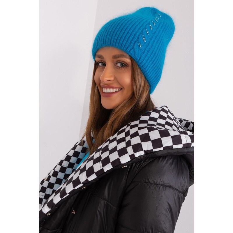 MladaModa Dámska čiapka so zirkónmi model 32811 tyrkysová 47169218