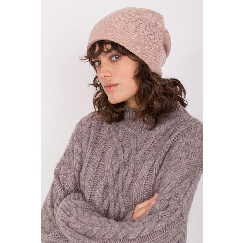 MladaModa Dámska čiapka so zirkónmi model 25001 staroružová 47169229
