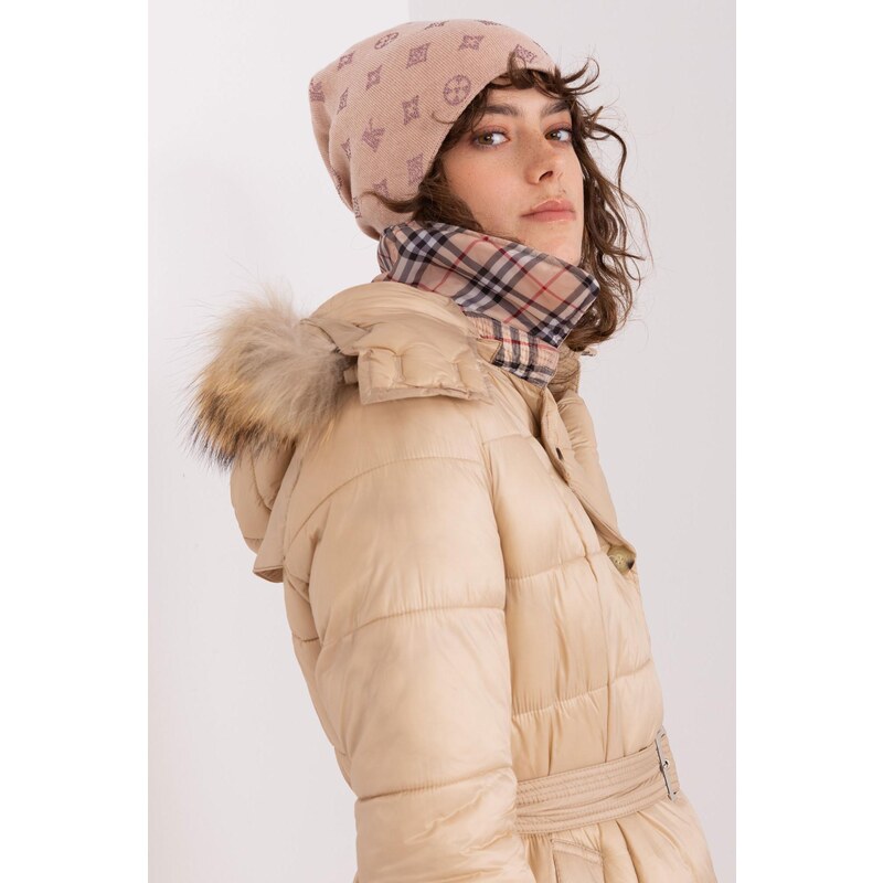 MladaModa Dámska čiapka so zirkónmi model 32585 staroružová 47169238