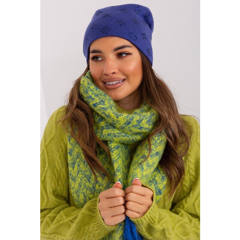 MladaModa Dámska čiapka so zirkónmi model 32585 kráľovská modrá 47169246