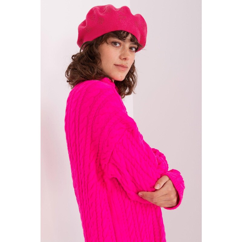 MladaModa Dámska čiapka baretka s aplikáciou model 31826 fuksiová 47169263