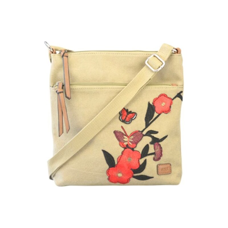 BERNARDO BOSSI Dámska Plátená Taška cez rameno s Vyšívanými kvetmi 26 47583284
