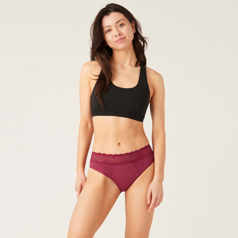 Menštruačné nohavičky Modibodi Sensual Hi-Waist Bikini Maxi Garnet - 53904705
