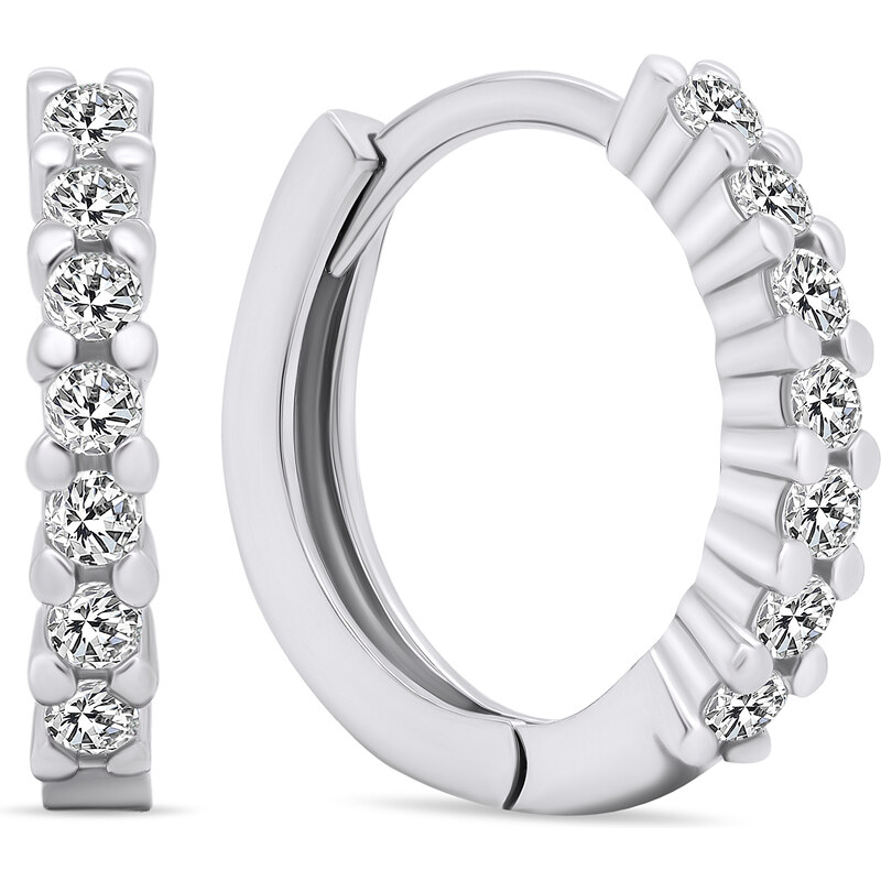 Brilio Silver Trblietavé kruhové náušnice so zirkónmi EA665W 66581990
