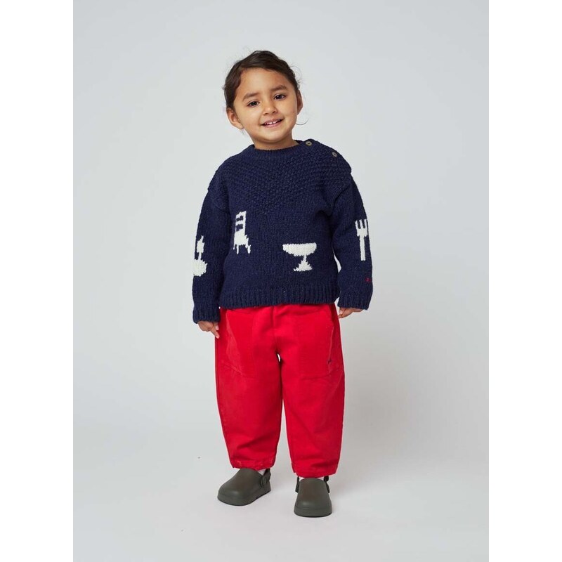 Detské bavlnené nohavičky Bobo Choses červená farba, jednofarebné