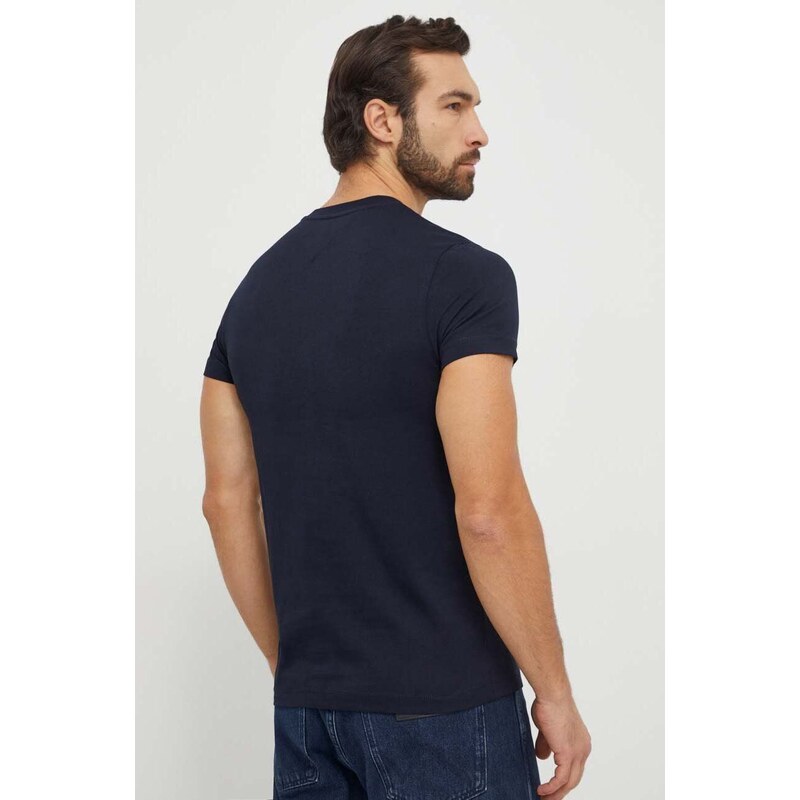 Bavlnené tričko Tommy Hilfiger pánsky,tmavomodrá farba,s potlačou,MW0MW33689