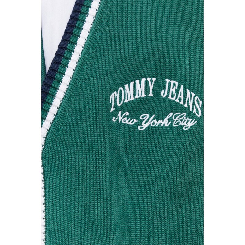 Bavlnený kardigán Tommy Jeans zelená farba,DM0DM18366