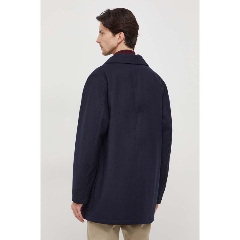 Vlnený kabát Polo Ralph Lauren tmavomodrá farba, prechodný