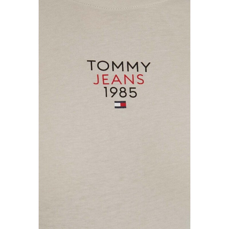 Tričko s dlhým rukávom Tommy Jeans dámsky,béžová farba,DW0DW17358
