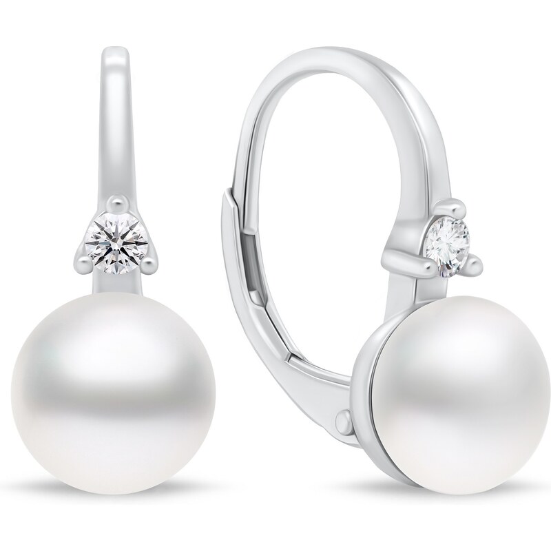Brilio Silver Jemné strieborné náušnice s perlami EA955W 66595422