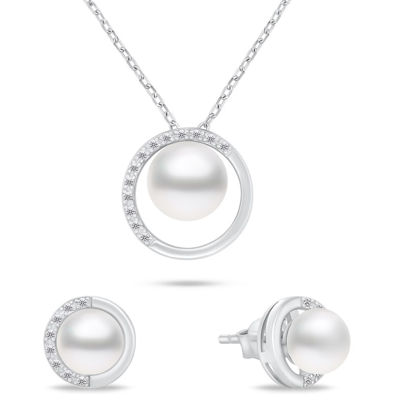 Brilio Silver Strieborný set šperkov so zirkónmi a perlami SET251W 66591417