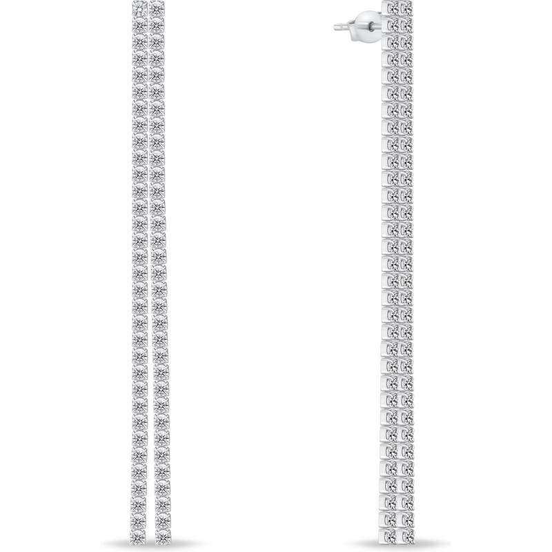 Brilio Silver Dlhé strieborné náušnice so zirkónmi EA948W 66588942