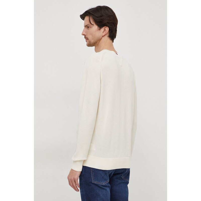 Bavlnený sveter Tommy Hilfiger béžová farba, tenký, MW0MW33511