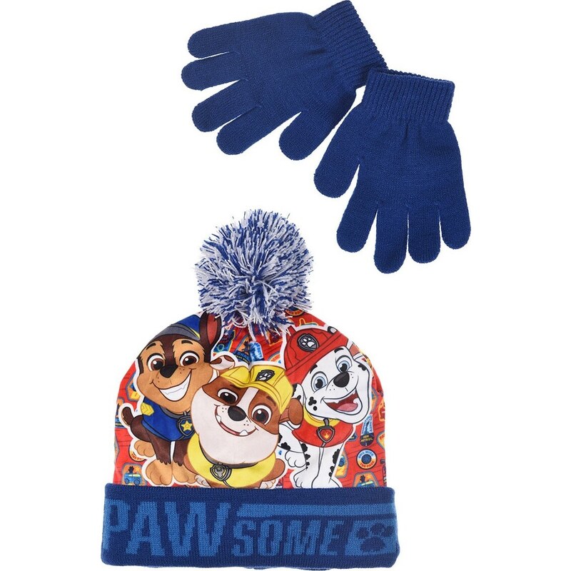 Paw Patrol oranžovo-modrá sada čiapky a rukavíc 47208301