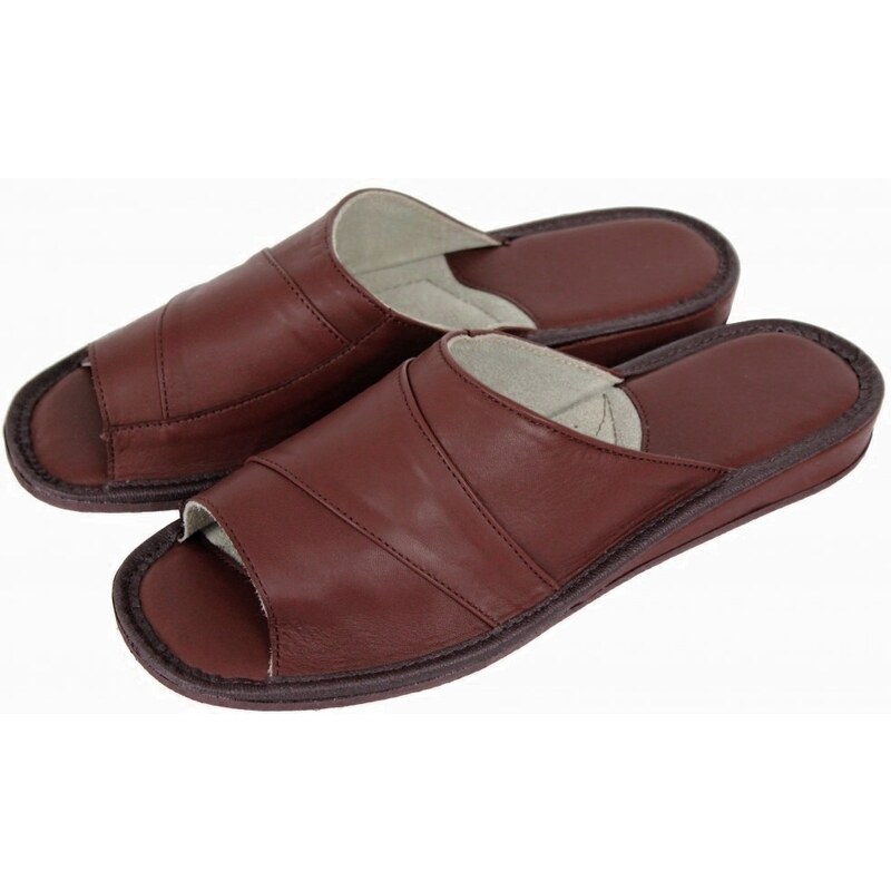 GP Pánske kožené papuče Bivoj hnedé gaštan 47212386