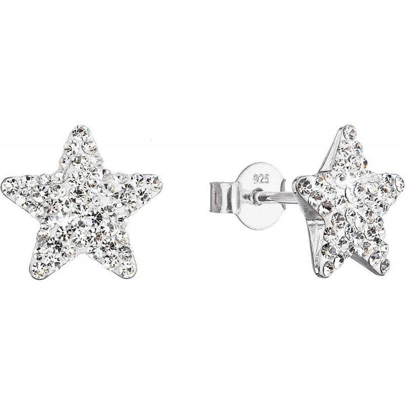 Evolution Group Strieborné náušnice Hviezdičky s kryštálmi Preciosa 66583819
