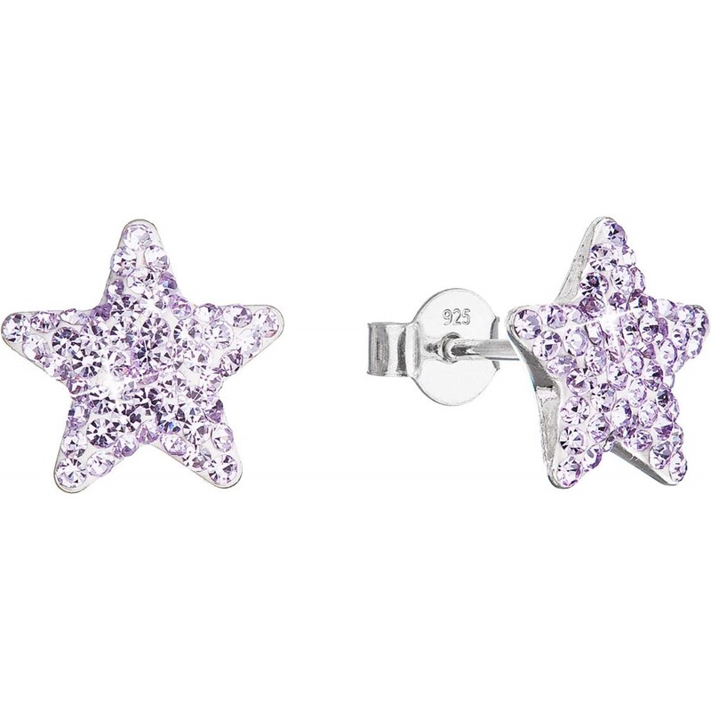 Evolution Group Strieborné náušnice Hviezdičky s kryštálmi Preciosa 66589253