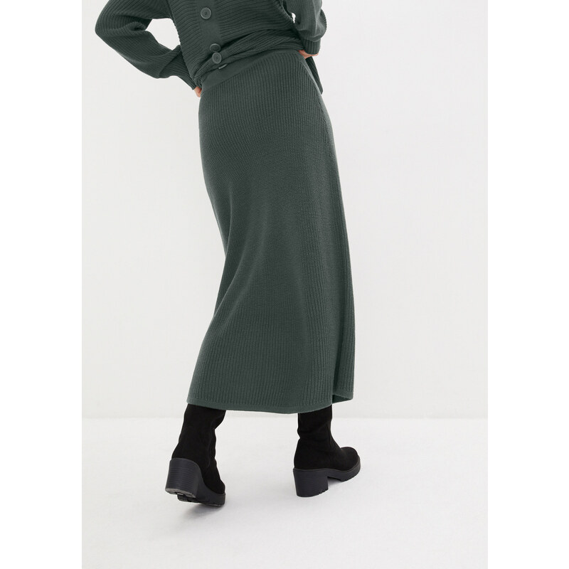 bonprix Pletená sukňa, mierne rozšírená, farba zelená