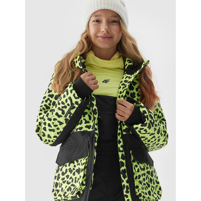 4F Dievčenská lyžiarska bunda s membránou 8000 - viacfarebná