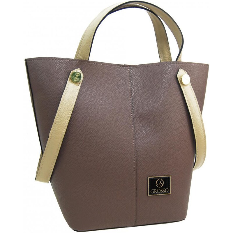 GROSSO Hnedo-bežová shopper kabelka s fialovým nádychom 47253443