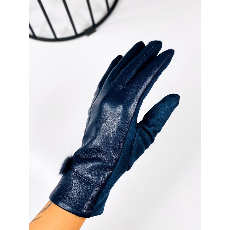 Webmoda Dámske kožené modré rukavice HARRY